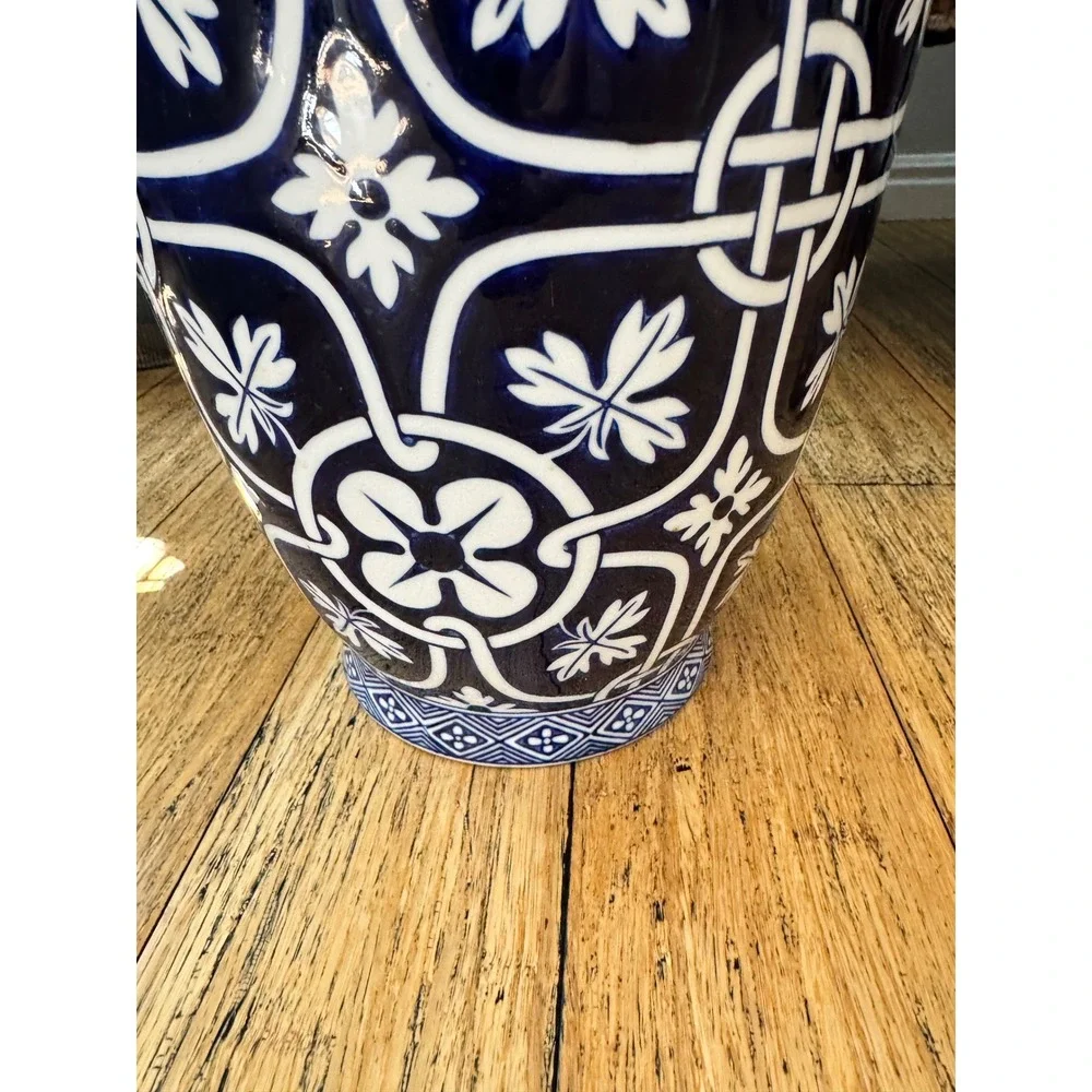 Z Gallerie Indigo Blue Clover Ceramic Vase 20.5